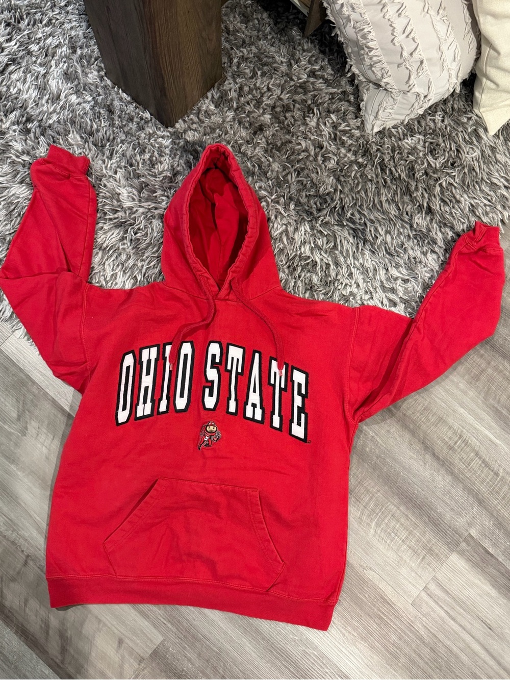 Heavy Ohio State Red Hoodie with Front Pocket